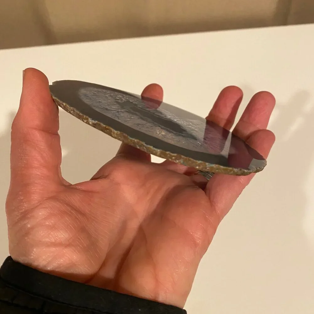 Blue Natural Agate Slice Stone 5x4 Beach Decor‎ Paperweight or Soap Dish